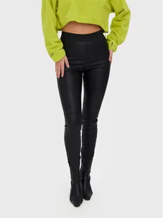 Vero Moda Spodnie z imitacji skóry Storm 10270787 Czarny Slim Fit - Spodnie damskie - miniaturka - grafika 1