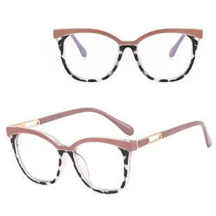Damskie kocie oczy okulary zerówki do komputera BLUE LIGHT 25144A Wrzos/Panterka - Okulary korekcyjne, oprawki, szkła - miniaturka - grafika 1