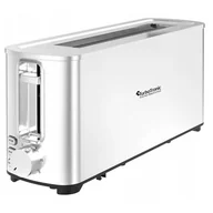 Tostery - Toster TurboTronic opiekacz kanapek 2 tosty 6 poziomów opiekania do tostów grzanki stalowa obudowa slim 1050w Srebrny - miniaturka - grafika 1