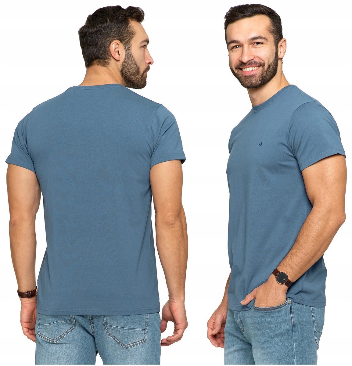 T-SHIRT PREMIUM MĘSKI Koszulka Gładka Bluzka z Haftem Logo MORAJ XXL