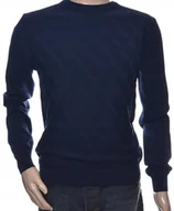 Swetry męskie - Strokers Klasyczny Elegancki Sweter Męski Bawełniany Xxxl 3Xl Granatowy - miniaturka - grafika 1