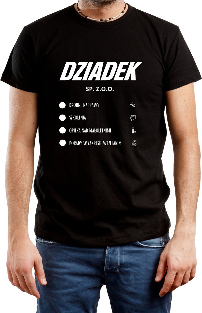 T-Shirt Męski Prezent Dla Dziadka Dzień Dziadka Koszulka Czarna R-Xl A527