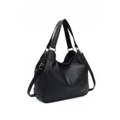Torebki damskie - Stylowa Torebka Shopper Damska Czarna na Ramię LUIGISANTO 23021 Black - miniaturka - grafika 1