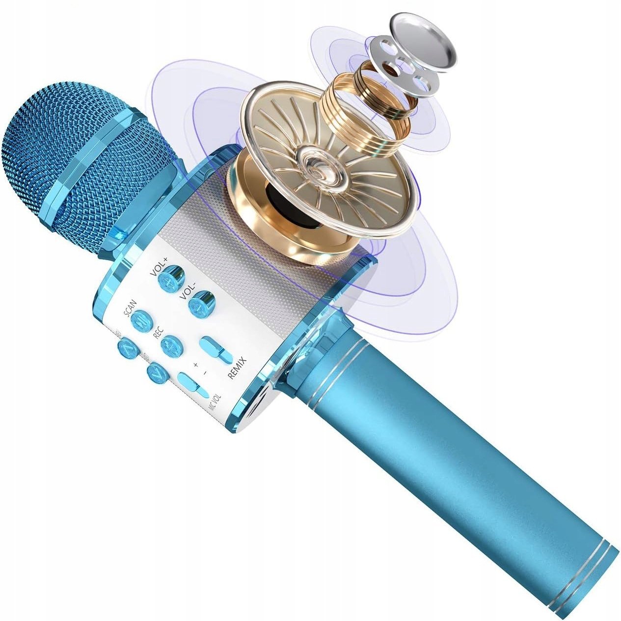 Mikrofon ExtraLink Mikrofon karaoke z głośnikiem podświetlenie RGB NIEBIESKI LXUM10N