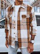 Koszule męskie - Koszula flanelowa męska kamelowa Dstreet DX2486 - miniaturka - grafika 1
