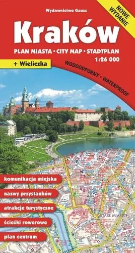 GAUSS Kraków - plan miasta (skala: 1:26 000) - mapa wodoodporna - Opracowanie zbiorowe