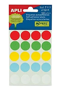 APLI 7109 - Etykiety na mini torby w różnych kolorach Ø 19,0 mm 5 arkuszy - Etykiety do drukarek - miniaturka - grafika 1