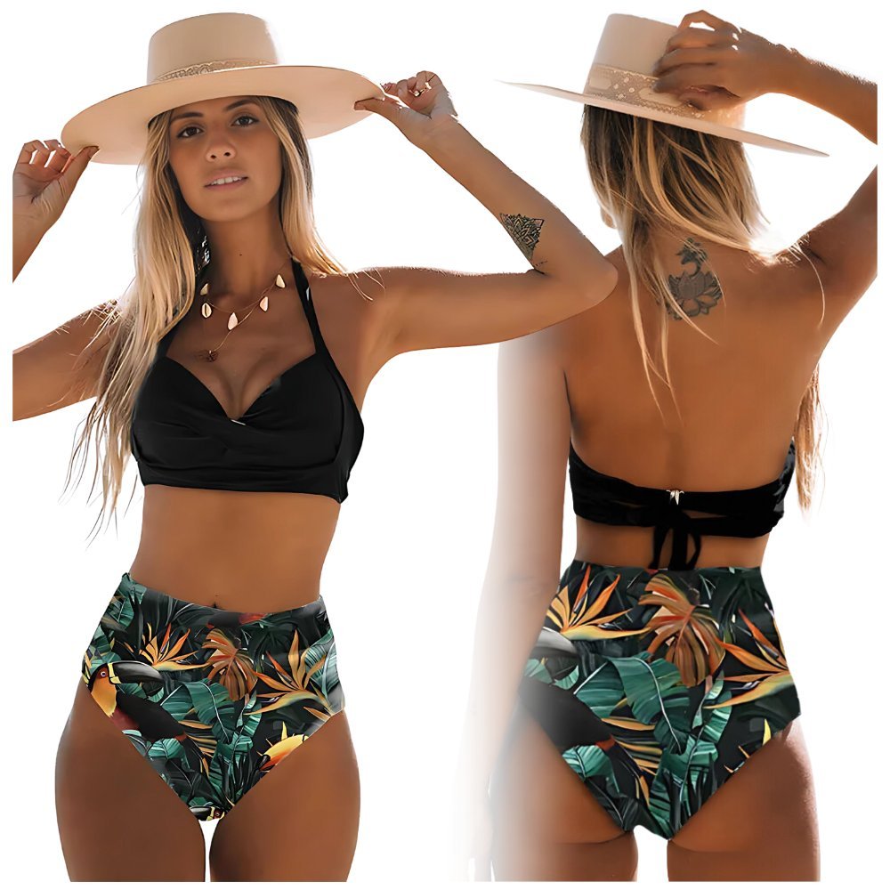 Strój kąpielowy dwuczęściowy kostium damski bikini boho wyszczuplający L