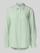 Bluzki damskie - Bluzka koszulowa o kroju regular fit z czystego lnu - miniaturka - grafika 1