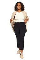 Spodnie damskie - Trendyol Damskie spodnie w rozmiarze plus size z wysokim stanem, czarne, 44, Czarny, 70-Du?e Rozmiary - miniaturka - grafika 1