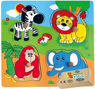 PUZZLE DREWNIANE VIGA dla niemowląt DŻUNGLA Układanka Sorter monstessori Viga zabawka montessori - Zabawki sensoryczne - miniaturka - grafika 1