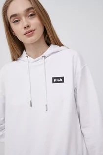 Bluzy damskie - Fila bluza damska kolor biały z kapturem gładka - grafika 1