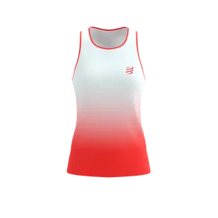 COMPRESSPORT Koszulka biegowa damska PERFORMANCE SINGLET fluo red/white - Koszulki sportowe damskie - miniaturka - grafika 1