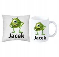 Gadżety dla niej i dla niego - Potwory i spółka Mike ZESTAW PODUSZKA + KUBEK+IMIĘ - miniaturka - grafika 1