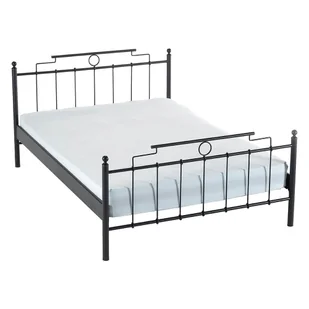 Czarne metalowe łóżko dwuosobowe ze stelażem 160x200 cm Hatkus – Kalune Design - Stelaże pod materac - miniaturka - grafika 1