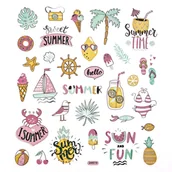 Zabawki kreatywne - Naklejki z brokatem wakacje 32 szt. - miniaturka - grafika 1