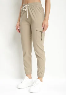 Beżowe Spodnie Bojówki z Kieszeniami i Wiązaniem w Talii Pavettia - Spodnie damskie - miniaturka - grafika 1