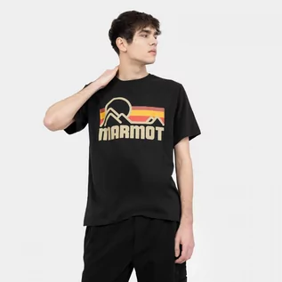 Koszulki sportowe męskie - Męski t-shirt z nadrukiem MARMOT Coastal Tee - czarny - grafika 1