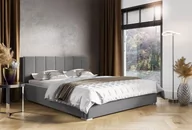 Łóżka - Łóżko tapicerowane pikowane z materacem Ledo 140x200 Szare - miniaturka - grafika 1