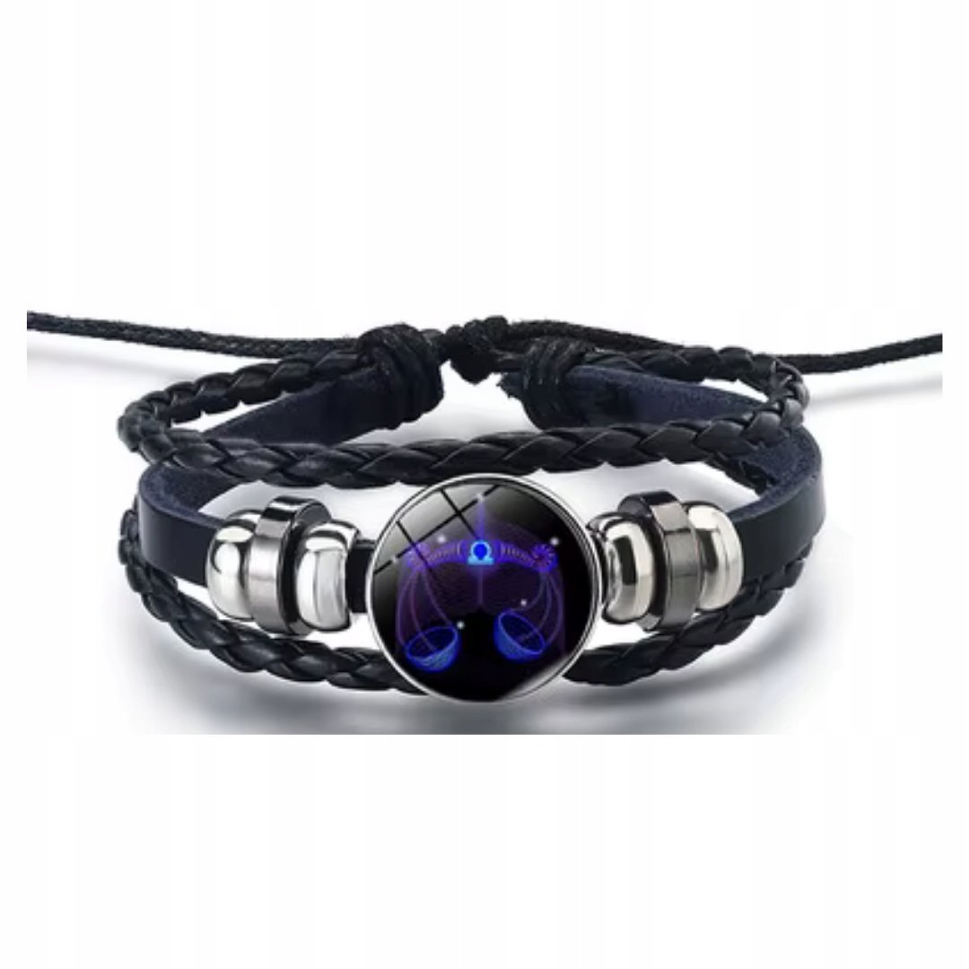 Zodiakalna Bransoletka Waga Pleciona Regulowana Biżuteria Unisex
