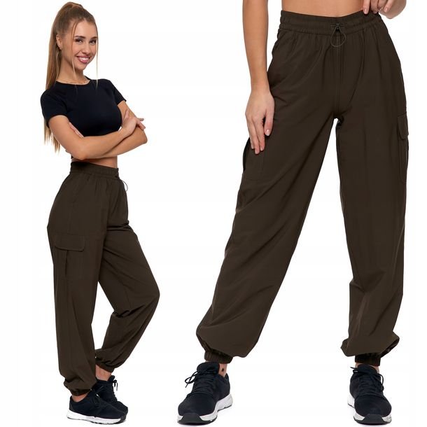 Moraj Spadochronowe Spodnie Damskie Bojówki Wysoki Stan 5400-001 khaki L