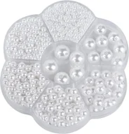 Dekoratorstwo - ZESTAW PLASTIKOWYCH KORALIKÓW BIAŁE PERŁY DIY BIŻUTERIA BRANSOLETKI 1150SZT - miniaturka - grafika 1