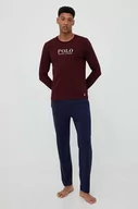 Piżamy męskie - Polo Ralph Lauren longsleeve piżamowy bawełniany kolor bordowy z nadrukiem - miniaturka - grafika 1