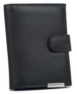 Rozbudowany czarny duży portfel męski ze skóry naturalnej RONALDO pionowy zamykany na zatrzask pojemny na karty i dokumenty ochrona RFID STOP - Portfele - miniaturka - grafika 1
