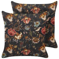Poduszki dekoracyjne - 2 poduszki dekoracyjne welurowe w kwiaty 45 x 45 cm wielokolorowe RAMONDA - miniaturka - grafika 1