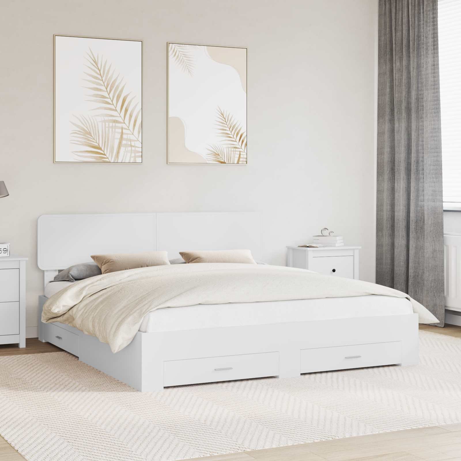 vidaXL Ramka łóżka Biały 180 x 200 cm Materiał z kompozytowego drewna