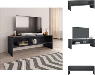 vidaXL Szafka pod TV szary wysoki połysk 120x40x40 cm materiał drewnopochodny - Meble TV - Szafki RTV - miniaturka - grafika 1
