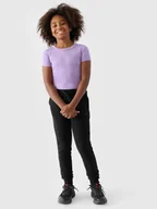 Spodnie i spodenki dla dziewczynek - 4F Spodnie dresowe joggery dziewczęce - czarne 158 (12-13 lat) - miniaturka - grafika 1