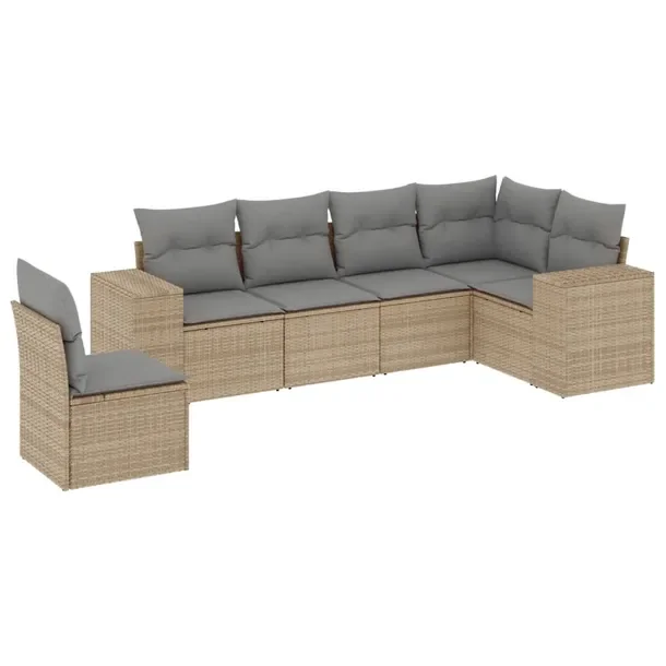 Zestaw modułowych mebli ogrodowych z poduszkami beżowy rattan PE 62x62x69