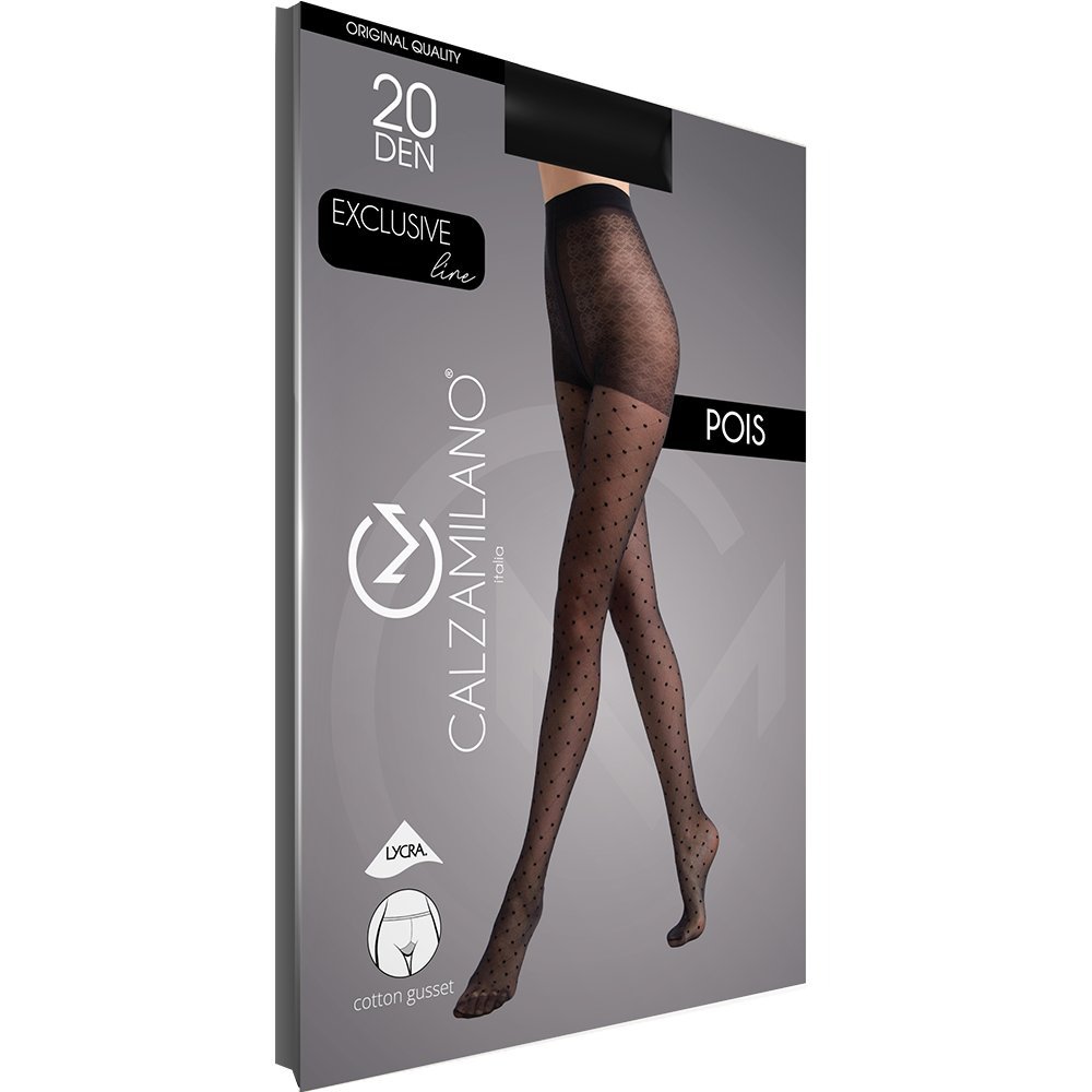 Rajstopy wzorzyste w kropki POIS 20 DEN LYCRA 2-S NERO