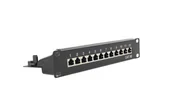 Panele krosownicze - Patch panel RACK 10 cali kat.5e 12p FTP z półką 1U czarny NEKU - miniaturka - grafika 1