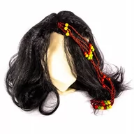 Dodatki do strojów karnawałowych - Peruka Z Warkoczykami Czarne Długie Włosy - miniaturka - grafika 1