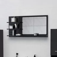 Lustra - vidaXL Lustro łazienkowe, wysoki połysk, czarne, 90x10,5x45 cm, płyta - miniaturka - grafika 1