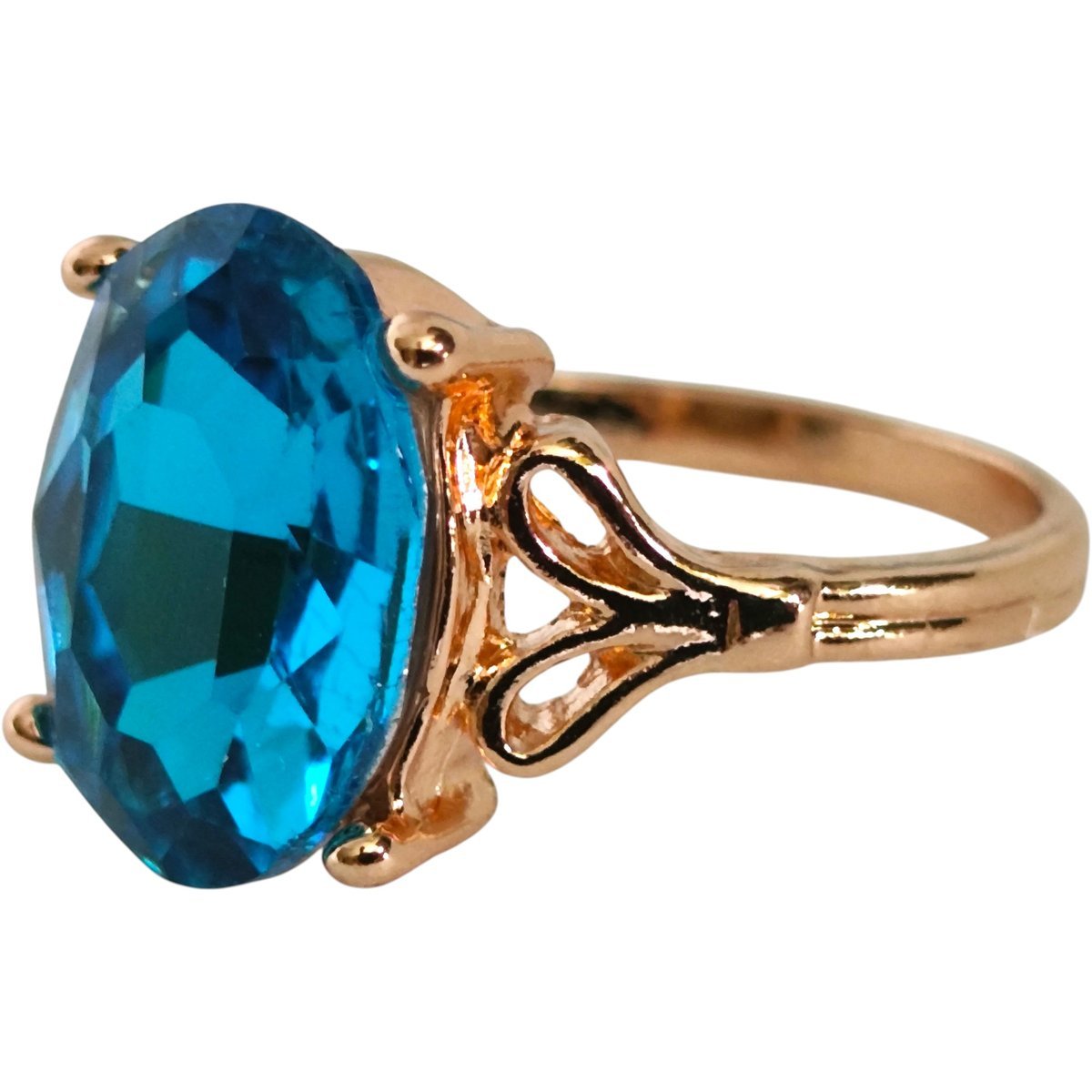 Złoty Pierścionek z Cyrkonią Duża Cyrkonia Kamień Stal Chirurgiczna Vintage