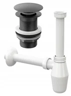 Korki do umywalek - Czarny korek klik klak + syfon do umywalki bp - miniaturka - grafika 1