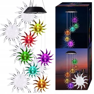 Lampa Solarna Ogrodowa LED Wiszący dzwonek wietrzny świecące słoneczka - Lampy ogrodowe - miniaturka - grafika 1