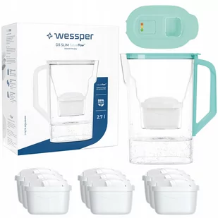 Dzbanek filtrujący do lodówki Wessper D3 Slim z licznikiem LED + 10x Filtr - Dzbanki filtrujące - miniaturka - grafika 1