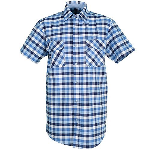 Planam Rozmiar 37/38 koszula męska koszula country, rękaw 1/4, niebieska w kratkę, model 0485