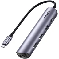 Kable - UGREEN adapter przejściówka USB Typ C - HDMI / 4 x USB szary (CM417) CM417 - miniaturka - grafika 1