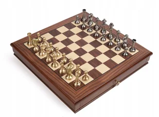 Italian Chess Solid Brass Staunton 7,3+Chess Board Walnut/Maple 43 Drawer - Gry planszowe Italian Chess Solid Brass Staunton 7,3+Chess Board Walnut/Maple 43 Drawer - Gry planszowe - miniaturka - grafika 1