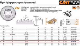 CMT Piła do cięcia poprzecznego 165x20x2,2 - Brzeszczoty - miniaturka - grafika 1