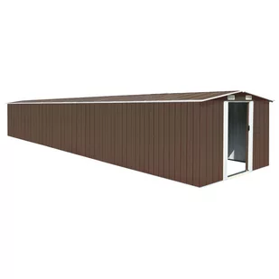 vidaXL Szopa ogrodowa, brązowa, 257x779x181 cm, stal galwanizowana! 47035 - Altany ogrodowe - miniaturka - grafika 1