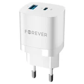 Ładowarki do telefonów - Forever ładowarka sieciowa GaN PD QC TC-05 1x USB-C + 1x USB 33 W biała - miniaturka - grafika 1