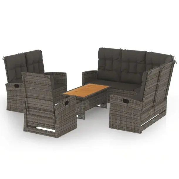 Zestaw wypoczynkowy ogrodowy - Sofa narożna + ławka + krzesło + stół +