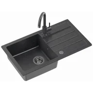 Zlewozmywaki z baterią - Zlewozmywak MYQ Color Long LONG1COL Czarny + bateria - miniaturka - grafika 1