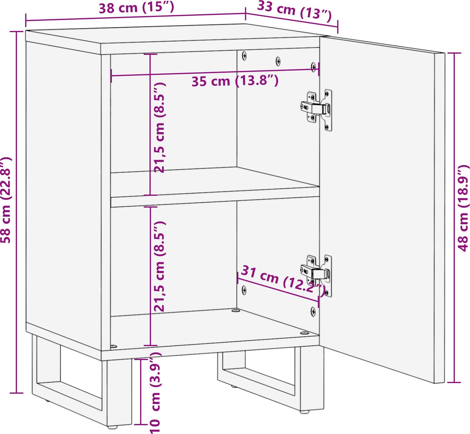 vidaXL Szafka Łazienkowa 38x33.5x58 cm Lite Drewno Mango i Drewno Inżynieryjne